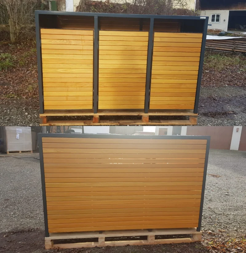 Rückwand mit Rhombusleisten für PREMIUM Mülltonnenboxen (1–4-fach wählbar)
