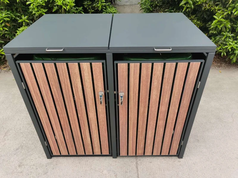 BOSCO Mülltonnenbox-Nussbaum Optik, 2er Modell