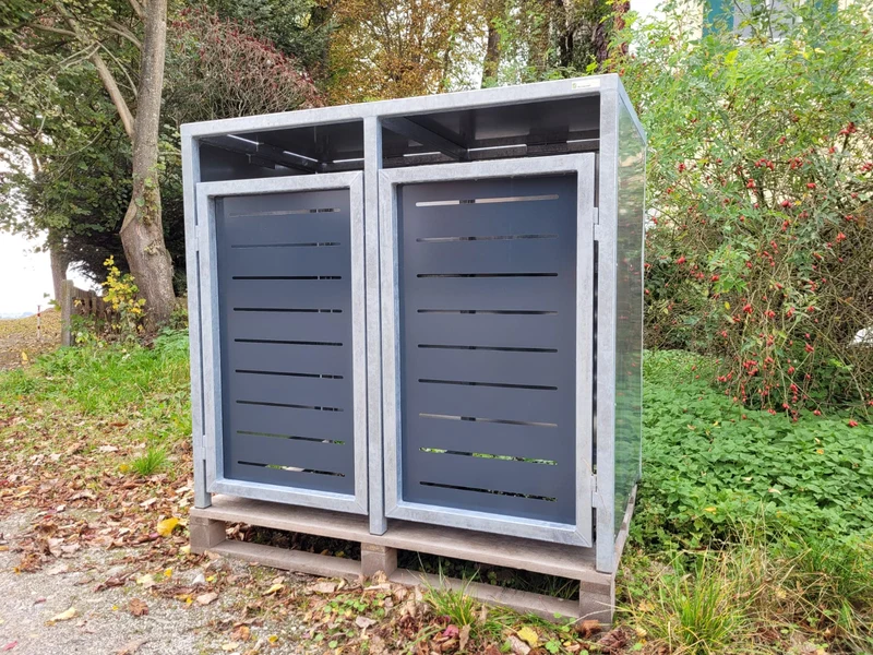 PREMIUM Design Zink 2er Mülltonnenbox
