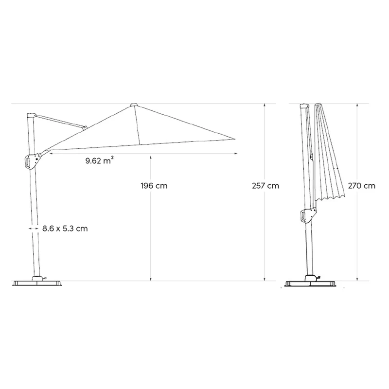 Platinum Sun & Shade zweefparasol Challenger T¹ ø350 wit