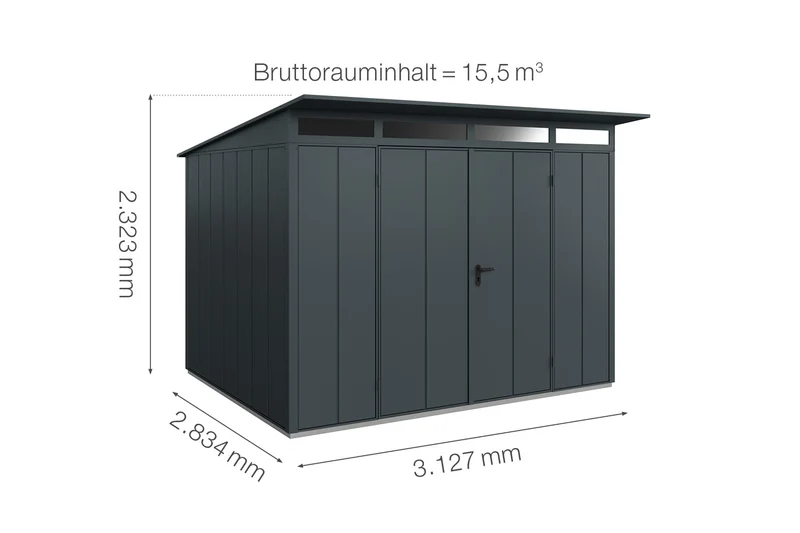 Hörmann Gerätehaus Modell Berry Modern Typ 3 mit Pultdach
