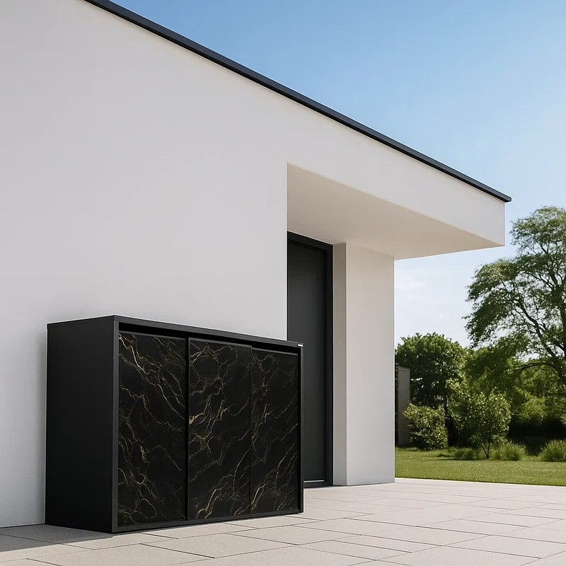 PREMIUM GRANIT Mülltonnenbox mit Schiebetüren – Für höchste Ansprüche