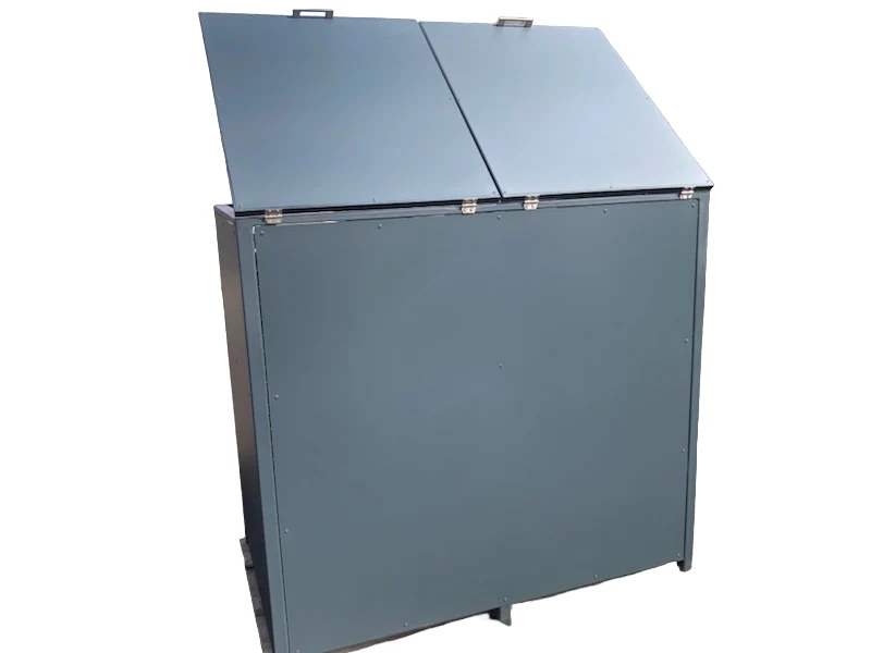 PREMIUM Metall 2er Mülltonnenbox mit Klappdach