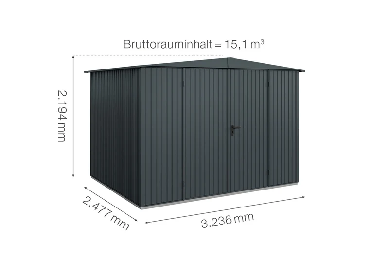 Hörmann Gerätehaus Modell Berry Classic Typ 3 mit Satteldach
