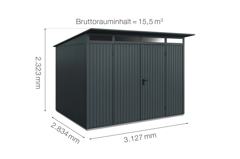 Hörmann Gerätehaus Modell Berry Classic Typ 3 mit Pultdach
