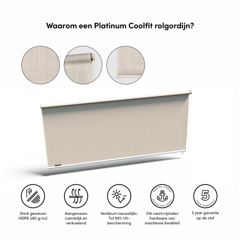 Platinum Sun & Shade Coolfit rolgordijn, B296xL240cm, Greige