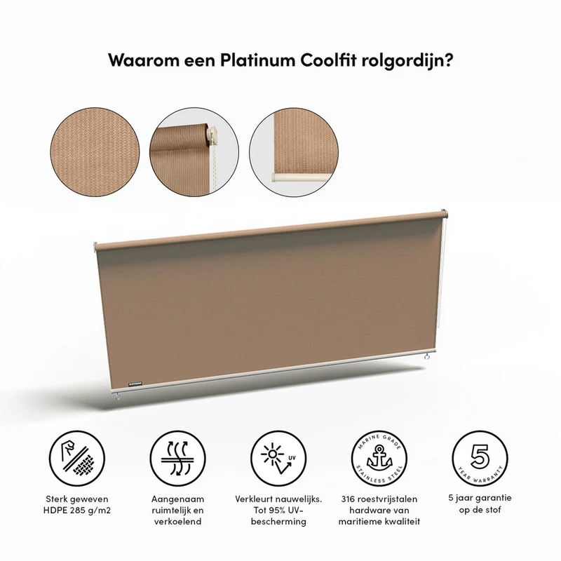 Platinum Sun & Shade Coolfit rolgordijn, B296xL240cm, Zand