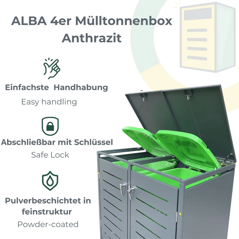 ALBA 4er Mülltonnenbox Anthrazit