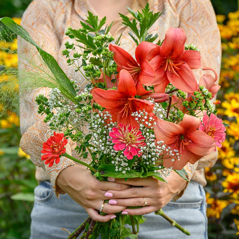 Asiatische Lilien und Blumenmischung