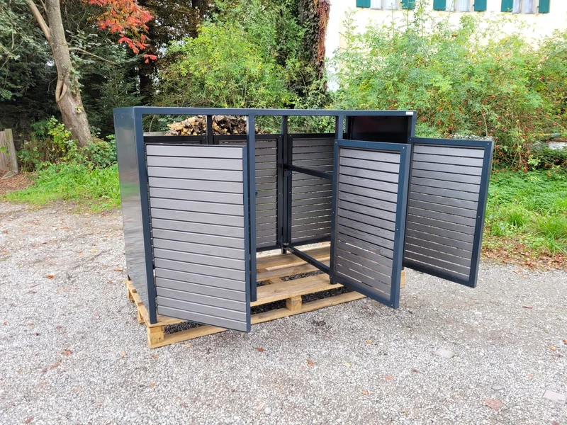 Doppeltür PREMIUM Holz Mülltonnenbox mit Holztüren