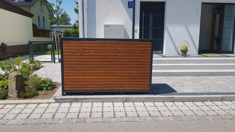 PREMIUM Holz 3er Mülltonnenbox, Rückseite Rhombusleisten