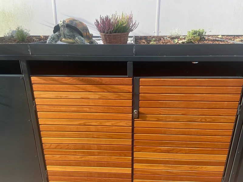 3,10m Fahrradbox / Allzweckbox, Metall Holz mit Pflanzdach