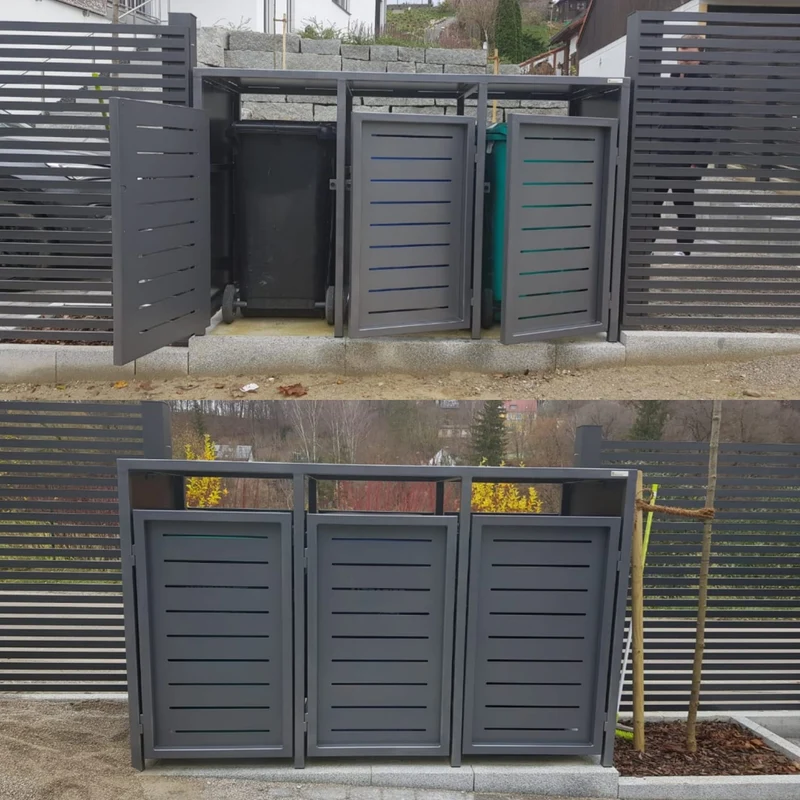 Doppeltür PREMIUM Design 3er Mülltonnenbox