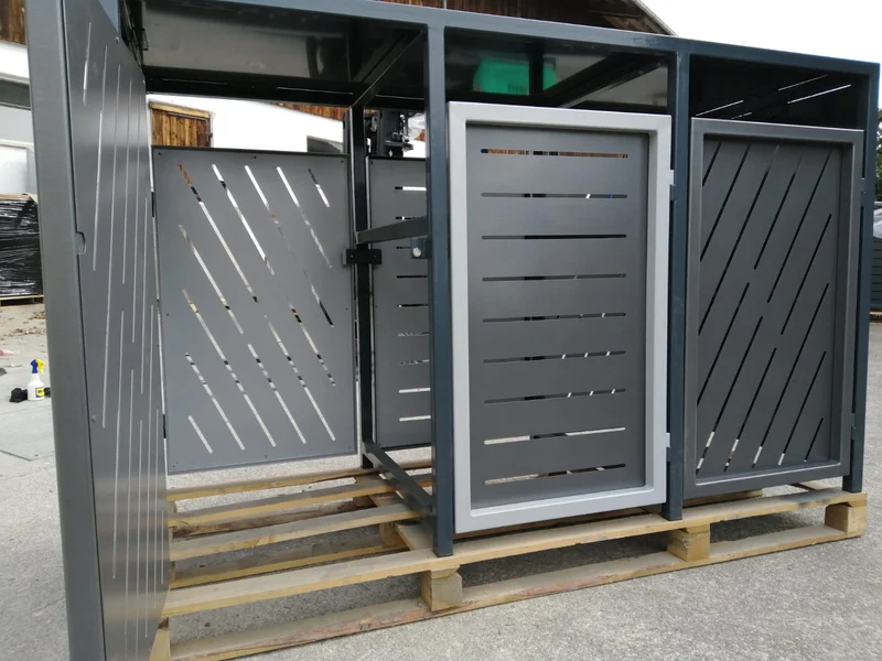 Doppeltür PREMIUM Design 3er Mülltonnenbox