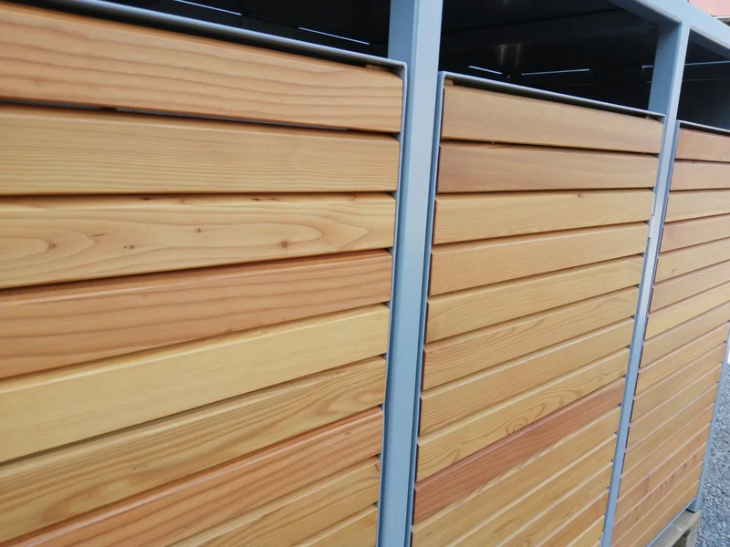 PREMIUM Holz 3er Mülltonnenbox mit Holztüren