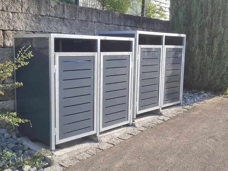 PREMIUM Zink 4er Mülltonnenbox