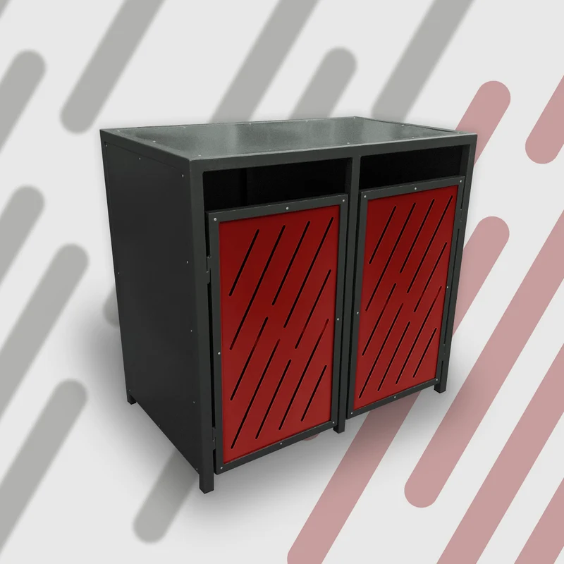 PREMIUM Metall 2er Mülltonnenbox