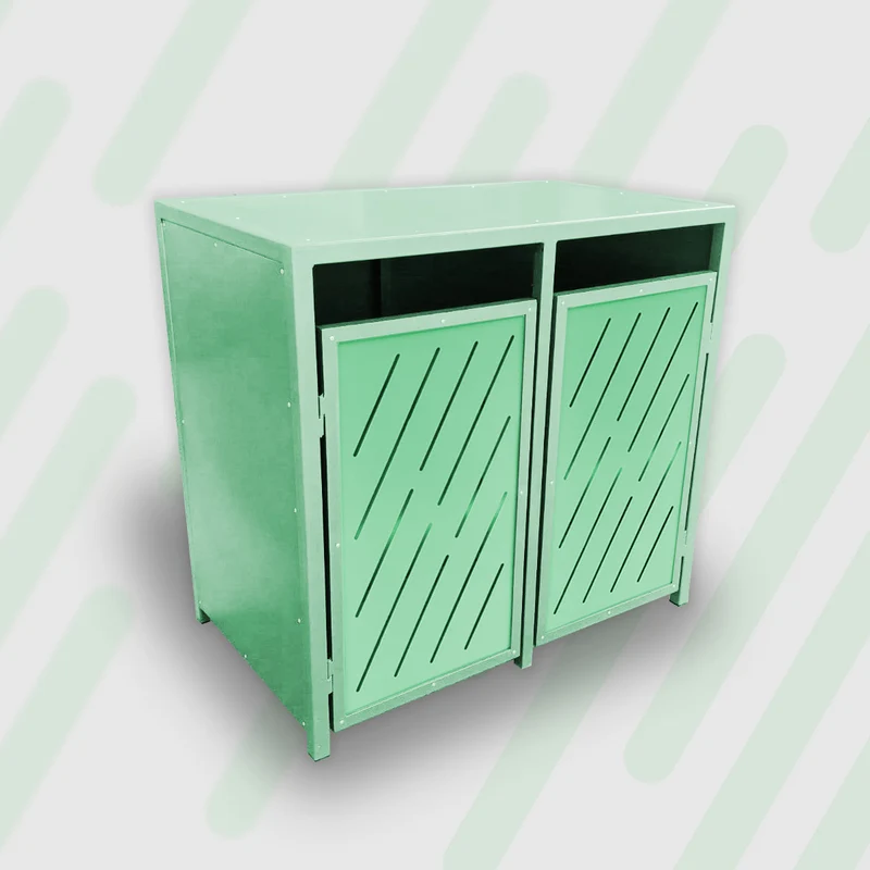 PREMIUM Metall 2er Mülltonnenbox