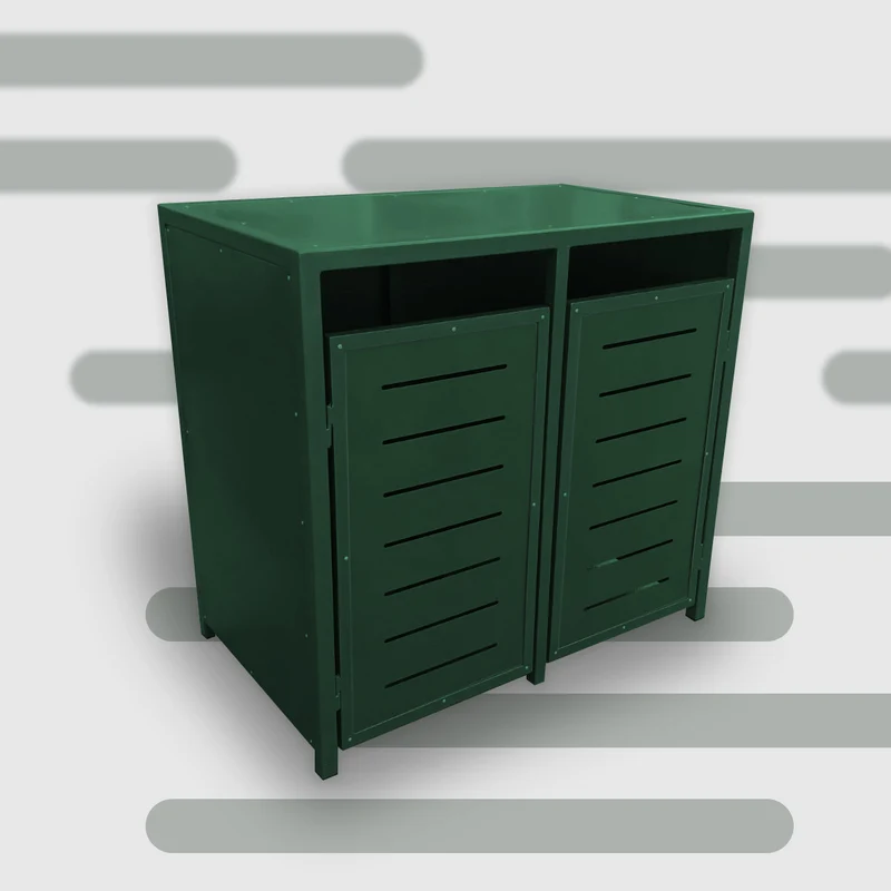PREMIUM Metall 2er Mülltonnenbox