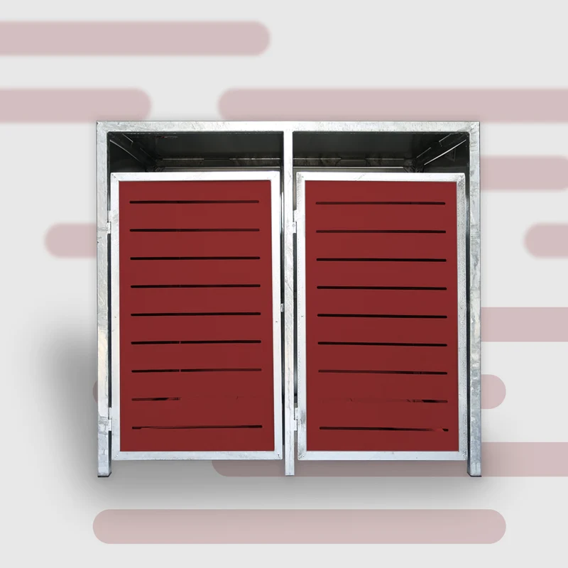 PREMIUM Zink 2er Mülltonnenbox
