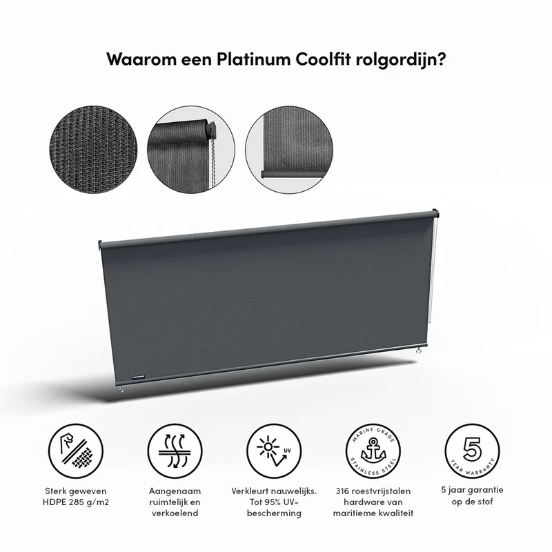 Platinum Sun & Shade Coolfit rolgordijn, B248xL240cm, Antraciet