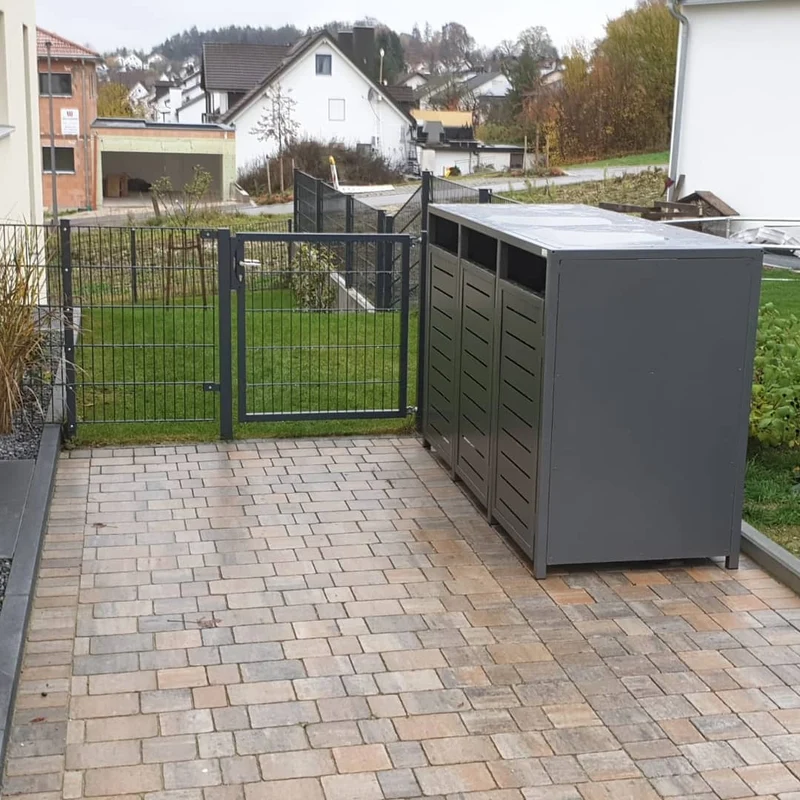PREMIUM Metall 3er Mülltonnenbox