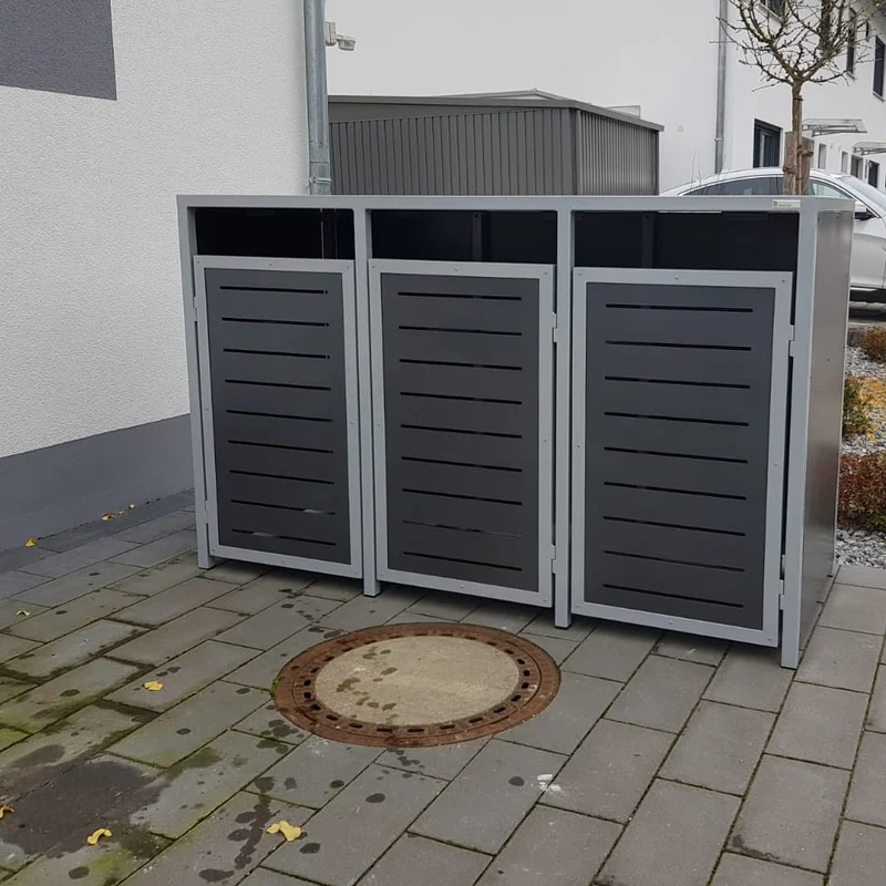 PREMIUM Metall 3er Mülltonnenbox