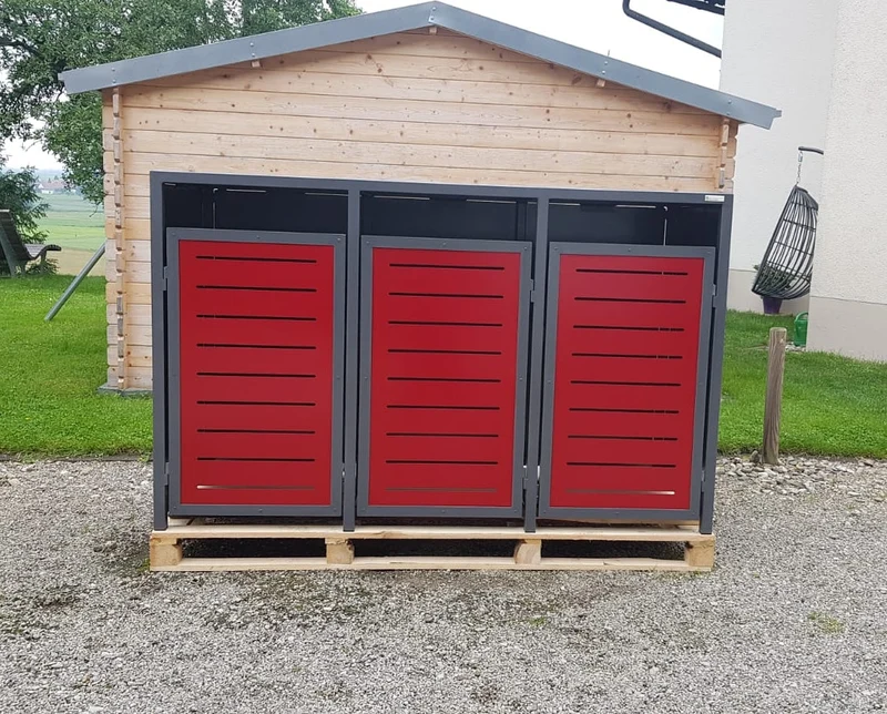 PREMIUM Metall 3er Mülltonnenbox