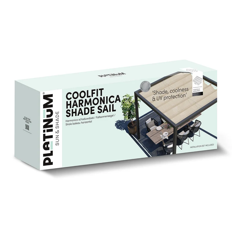 Platinum Sun & Shade Coolfit harmonica schaduwdoek, B370xL370cm, Antraciet