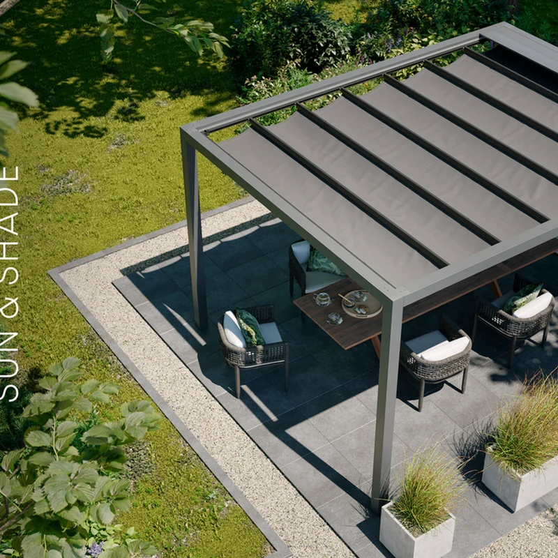 Platinum Sun & Shade Prosail waterproof harmonica schaduwdoek, B297xL397cm, Antraciet