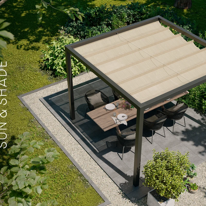 Platinum Sun & Shade Coolfit harmonica schaduwdoek, B290xL400cm, Ecru wit