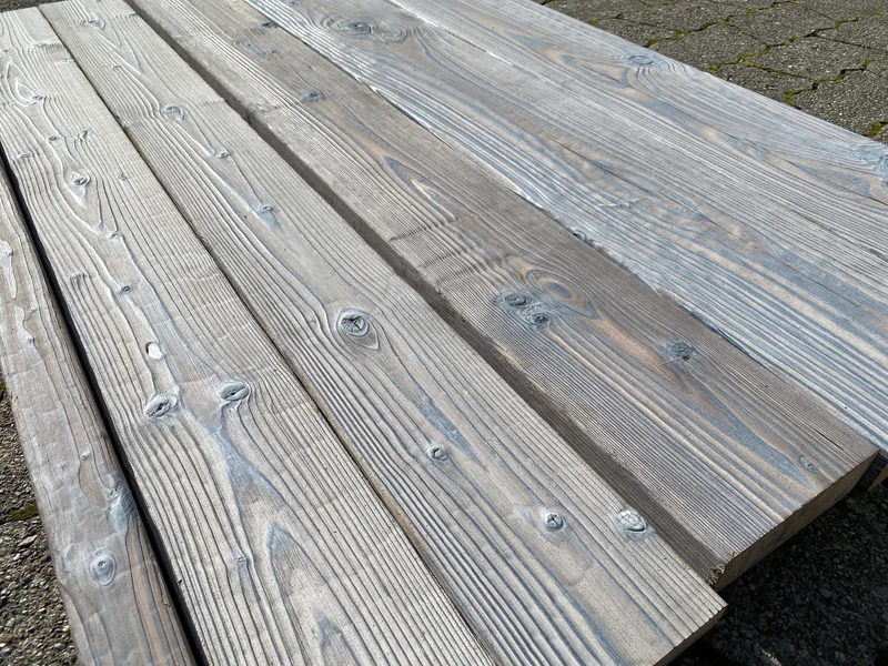 Sichtschutz grau weiss 3D geflammt Fichte einseitig 20, 45, 75mm dick 45, 75, 95, 120mm breit