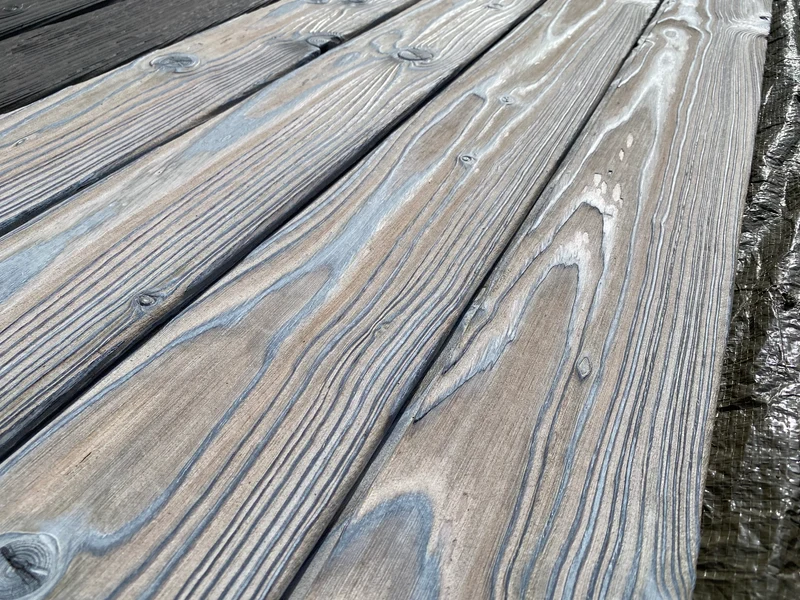Rhombusleiste Lärche grau weiß farbstabil gebrannt 90, 120, 145 x 20mm