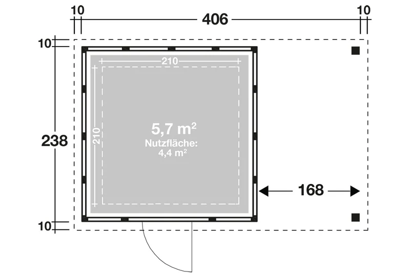Telluria Gerätehaus Modell Classico 2424 mit Seitendach 170 cm