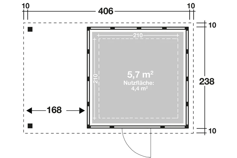 Telluria Gerätehaus Modell Classico 2424 mit Seitendach 170 cm