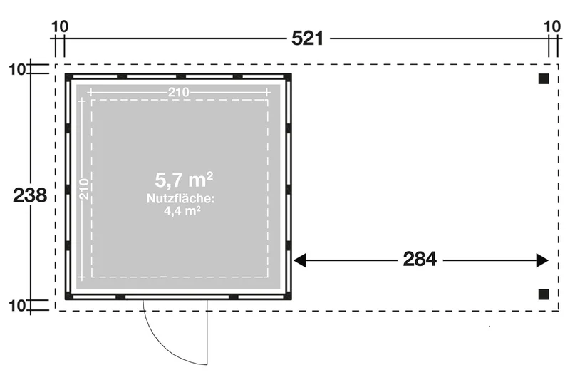 Telluria Gerätehaus Modell Classico 2424 mit Seitendach 170 cm