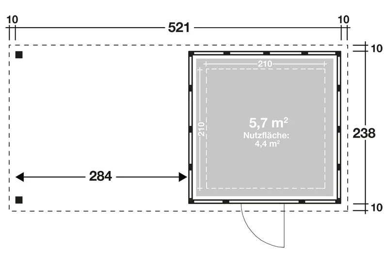 Telluria Gerätehaus Modell Classico 2424 mit Seitendach 170 cm