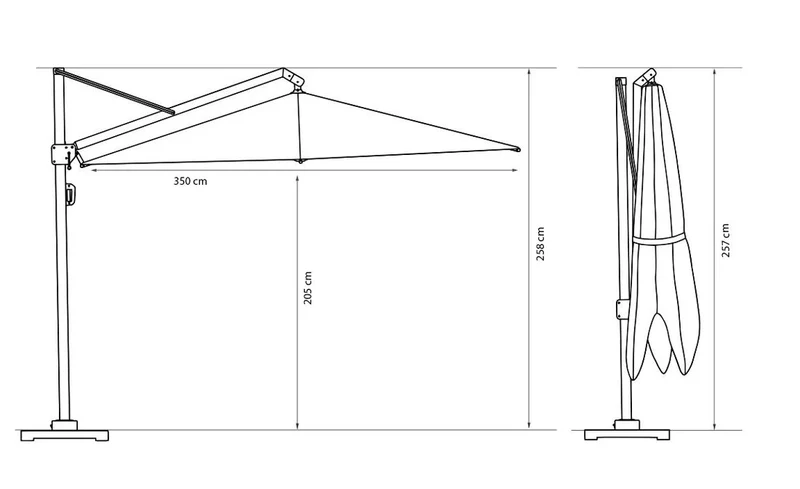 Platinum Challenger T¹ Premium zweefparasol 350x350cm Havana