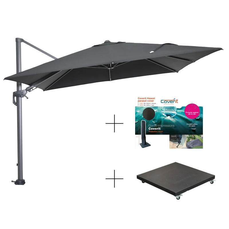 Garden Impressions Hawaii parasolset 300x300 zwart 90 kg