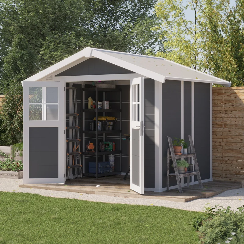 Abri de jardin 4,9 m² PMMA gris foncé Déco