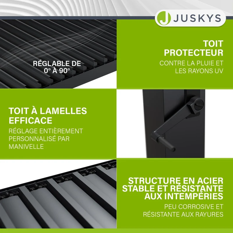 Lamellendach Tahiti 3 x 4 m inkl. 1x Seitenwand 3 m