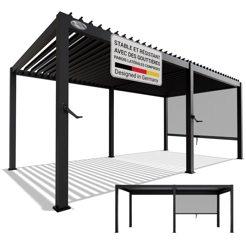 Lamellendach Tahiti 3 x 5,9 m inkl. 1x Seitenwand 3 m