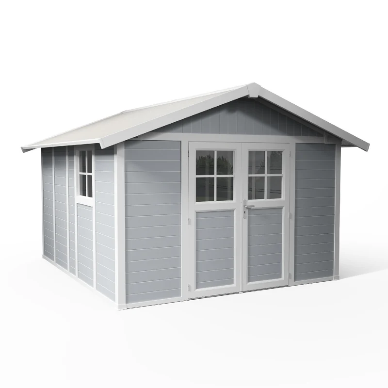 Abri de jardin 11 m² gris clair Déco