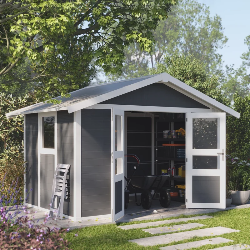 Abri de jardin 7,5 m² Gris foncé Basic Home