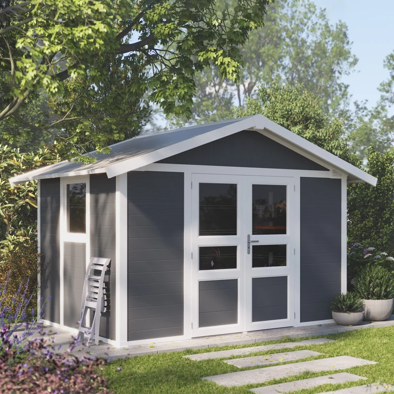 Abri de jardin 7,5 m² Gris foncé Basic Home