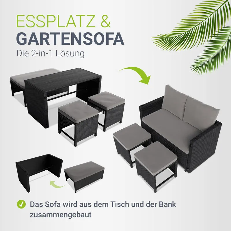 2in1 Polyrattan Gartenmöbel Jamaika