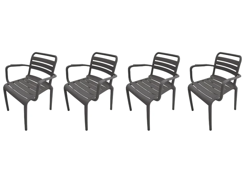 Garden Impressions Orleans tuinstoelen set van 4 – antraciet