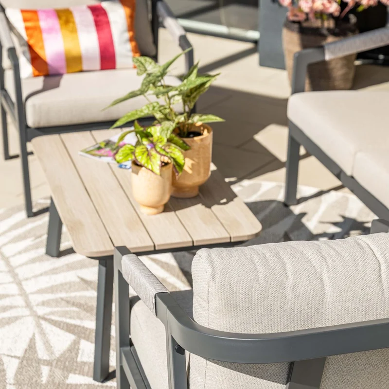Garden Impressions Terni aluminium lounge sofa set - carbon black - desert sand