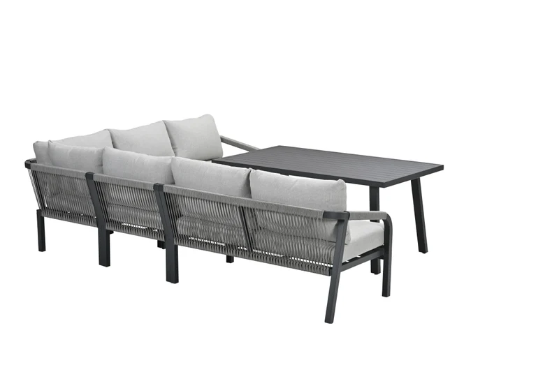 Monti lounge-diningset - 5-delig - carbon black - rope taupe - valley sand