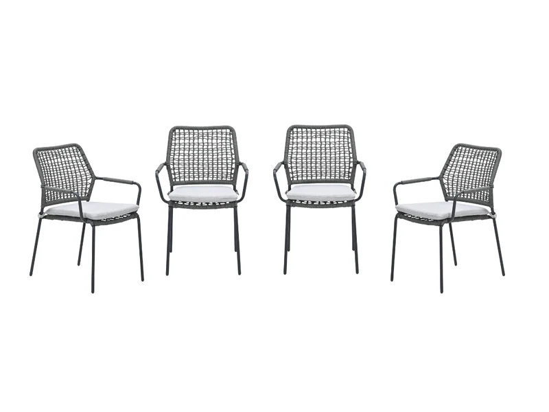 Garden Impressions Swifty tuinstoelen set van 4 – carbon black / rope grey